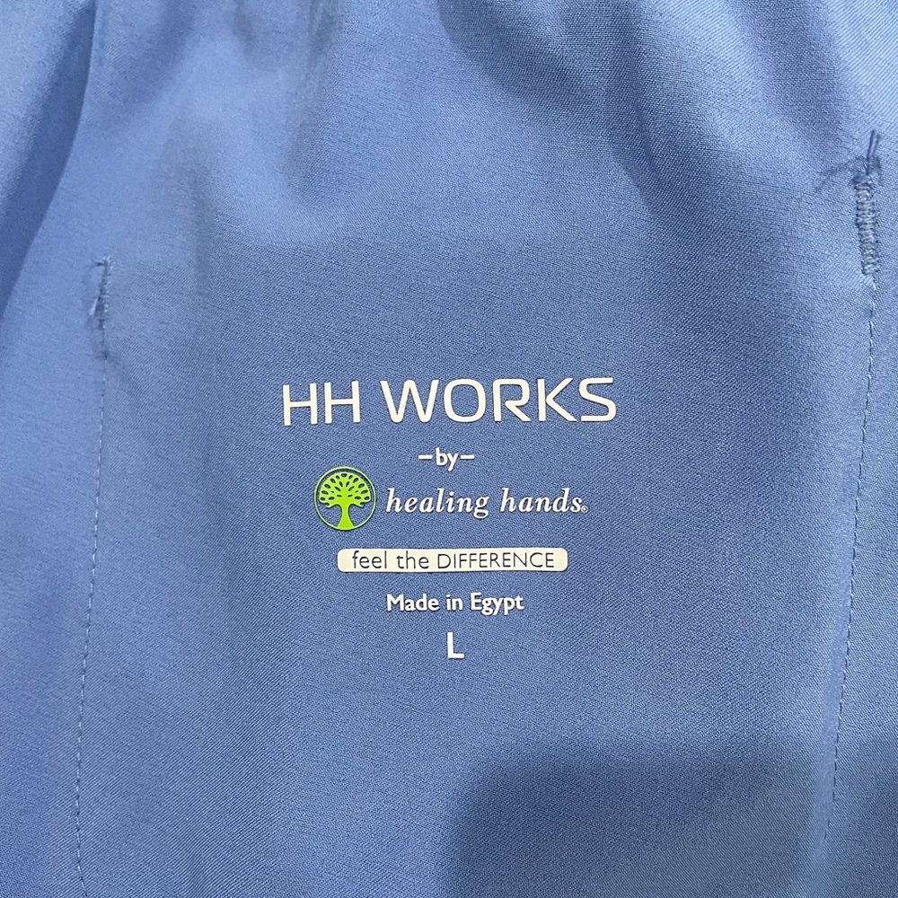 Healing hands scrub bottom, flare leg, size large, ceil blue, barely worn